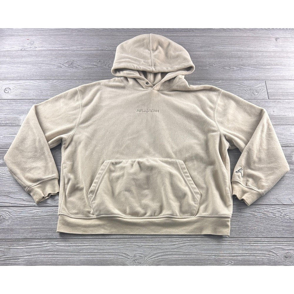 Nike Air Jordan Essentials Winter Fleece Hoodie Beige Mens Large DV1571-206